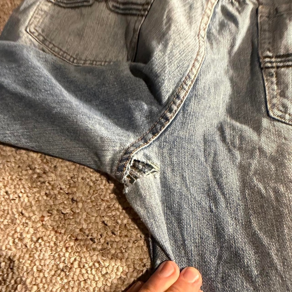 Oleg Cassini American Dungarees Mens Baggy Wide Leg Y2K Light Wash Jeans 38x31 - Picture 7 of 7